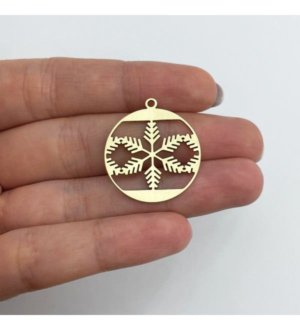 Raw Brass Snowflake Charm, Brass Christmas Charms, Snowflake Pendant, Winter Charms, Earring Charms, Laser Cut Jewelry Supplies RW-1632