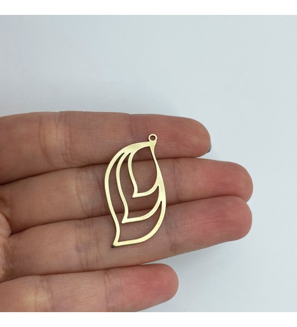 Raw Brass Earring Charm, Geometric Earring Charm, Fan Shaped Brass Dangle Pendant, Earring Connector, Laser Cut Brass Earrings RW-1596