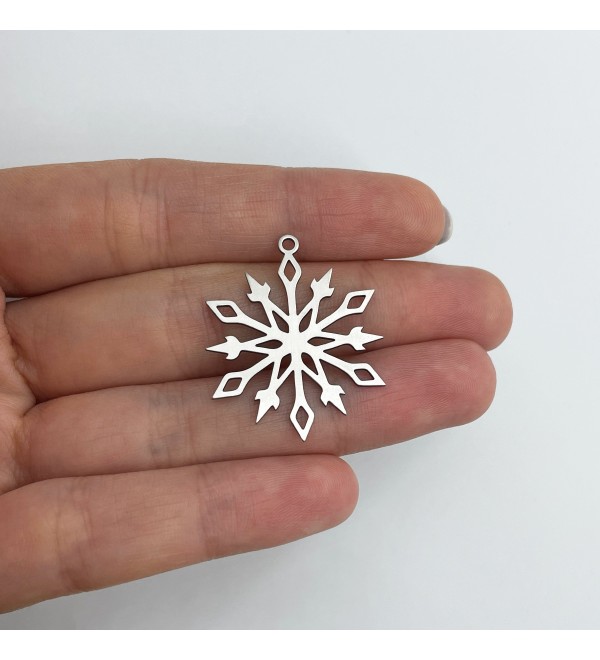 Stainless Steel Snowflake Charm, Christmas Charms, Snowflake Pendant, Winter Charms, Earring Charms Laser Cut Jewelry Supplies STL-3631