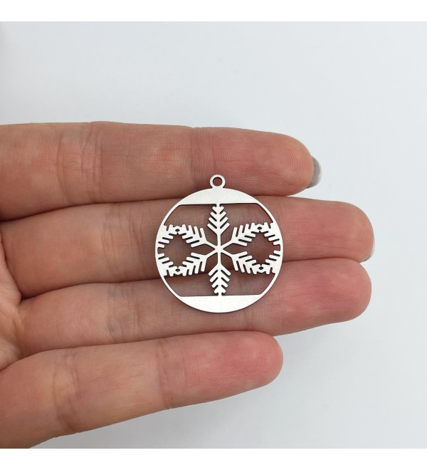 Stainless Steel Snowflake Charm, Snowflake Pendant, Winter Charms, Christmas Charms, DIY Charms, Laser Cut Jewelry Supplies STL-3632