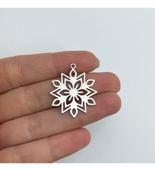 Stainless Steel Snowflake Charm, Steel Christmas Charms, Snowflake Pendant, Winter Charms, Earring Charms Jewelry Supplies STL-3630