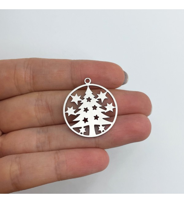 Stainless Steel Christmas Tree Charm, Tree Pendant, Christmas Charms, Steel Charms for Jewelry Making, Earring Charms Findings STL-3624