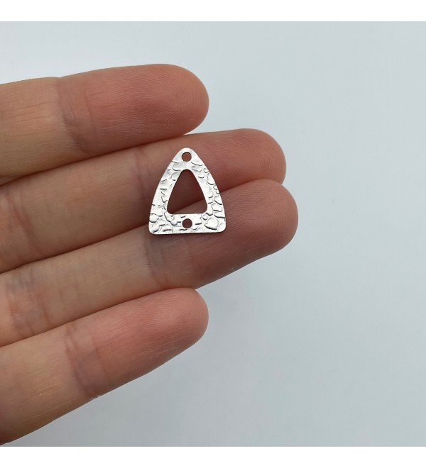 Hammered Stainless Steel Triangle Connector Charm Pendant, Geometric Triangle 2 Hole Connector Earring Charm Jewelry Supplies HS-3107