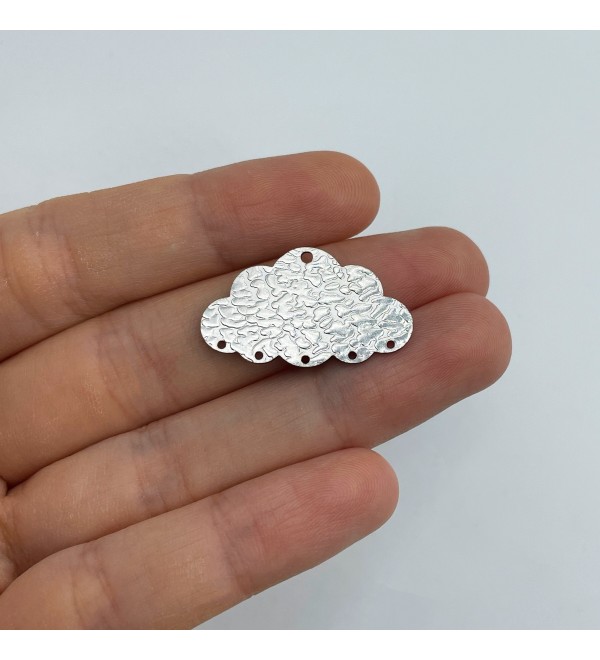 Hammered Stainless Steel Cloud Earring Connector Charm Pendant, Laser Cut Steel Cloud Charms for Jewelry Making Supplies HS-3139