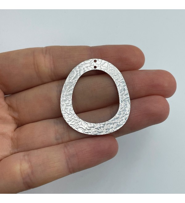 Hammered Stainless Steel Oval Ring Earring Connector Charm 2 Holes, Oval Hoop Charm, Oval Earring Connector, Jewelry Supplies HS-3199