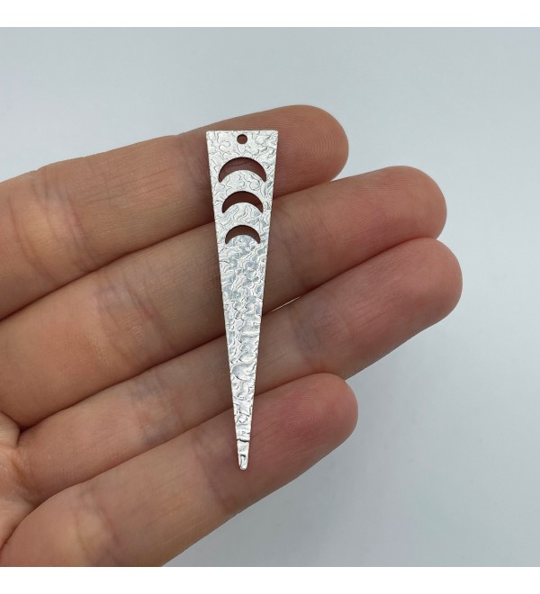 Hammered Stainless Steel Triangle Crescent Moon Bar Charm, Moon Connector Charm, Laser Cut Triangle Moon Earring Pendant HS-3021