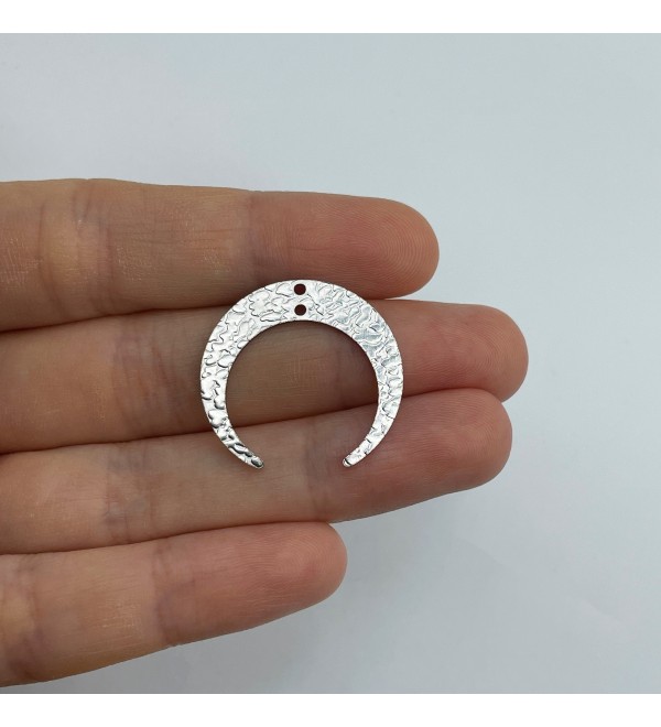 Hammered Stainless Steel Moon Connector Charm Pendant, 2 Hole Moon Geometric Connector, Laser Cut Jewelry Making Supplies HS-3109