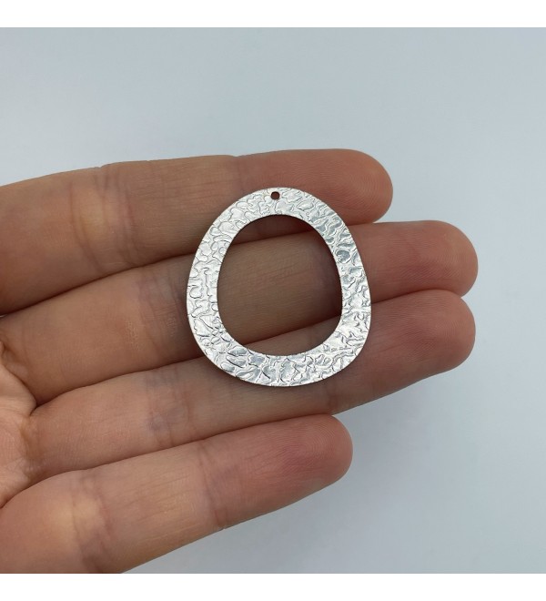 Hammered Stainless Steel Oval Ring Earring Connector Charm, Oval Hoop Charm for Earring Making, Steel Jewelry Supplies HS-3198