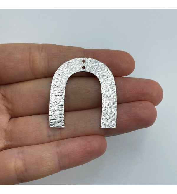 Hammered Stainless Steel U Connector Charm, Laser Cut U Shaped Connector With 2 Holes, Geometric Earring Connector Charms HS-3081