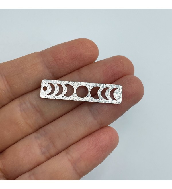 Hammered Stainless Steel Moon Phase Bar Charm, Moon Phase Crescent Pendant, Rectangle Earring Charm, Jewelry Making Supplies HS-3084