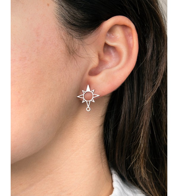 1 Pair Stainless Steel Star Earrings, North Star Stud Earrings, Steel Stud Earrings, Earring With Loop, Jewelry Making Supplies STL-3696