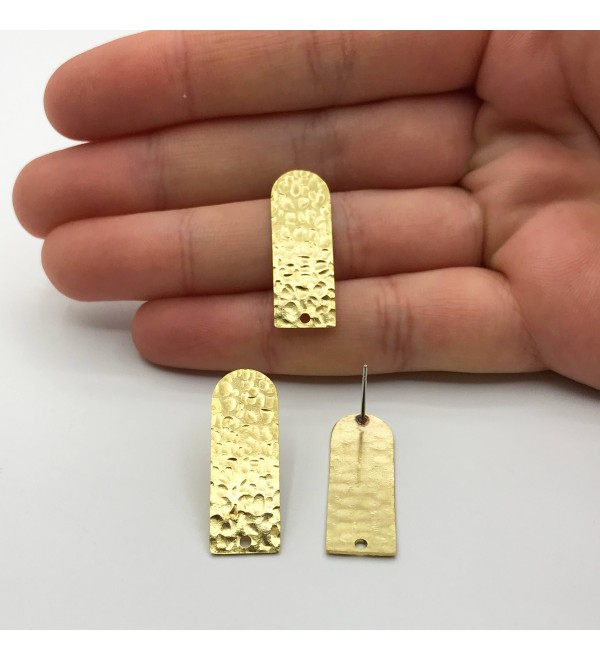 1 Pair Raw Brass Hammered Texture Geometric U Shape Earring Stud, Brass Connector Geometric Earring Charm, Earring Attachment RW-1133