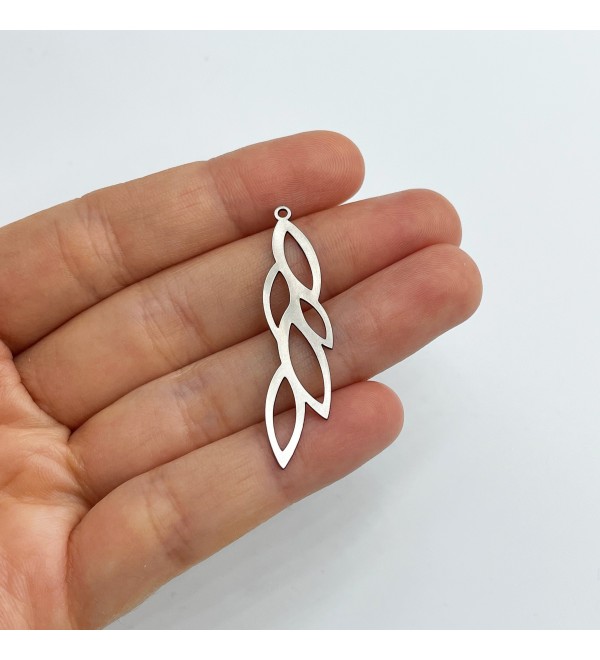 Stainless Steel  Olive Branch Charm, Branch Pendant, Leaf Charm, Leaf Pendant, Geometric Charms, Laser Cut Jewelry Supplies STL-3598