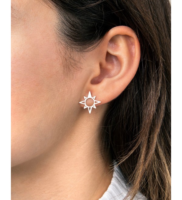 1 Pair Stainless Steel North Star Earrings, Star Stud Earrings, Steel Stud Earrings, Earring With Loop, Steel Earring Findings STL-3697