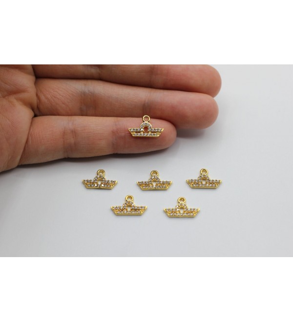 24k Shiny Gold Plated CZ Zodiac Signs Charms, Libra Charm, Astrology Charms, Pave Zodiac Charms for Bracelet, Horoscope Charms CZ-1075