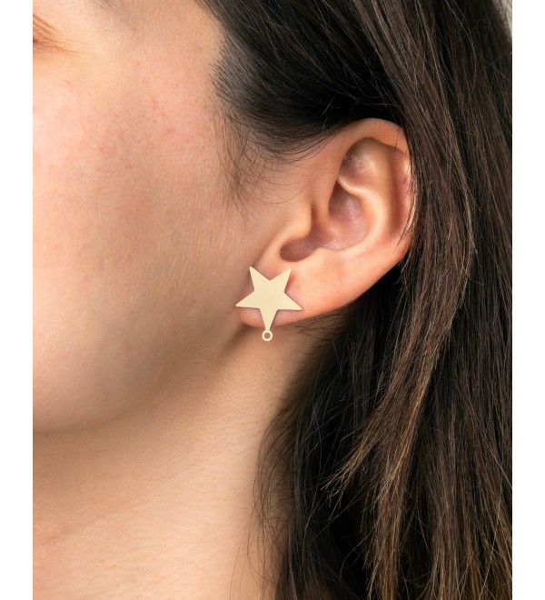 1 Pair Raw Brass Star Earrings, Star Stud Earrings, Star Earring Post, Star Stud, Earring Posts, Laser Cut Jewelry Supplies RW-1669