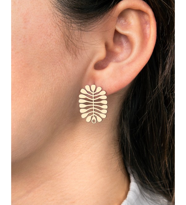 1 Pair Brass Leaf Earrings, Geometric Earrings, Leaf Studs, Brass Stud Earrings, Laser Cut Jewelry Making Supplies 18x23x0.8 RW-1681