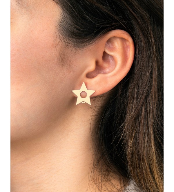 1 Pair Raw Brass Star Stud Earrings, Star Earrings, Brass Earring Posts, Earring Components, Brass Jewelry Making Supplies RW-1668