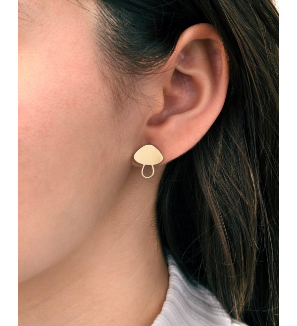 1 Pair Raw Brass Mushroom Earrings, Mushroom Stud Earrings, Minimalist Earrings, Brass Earrings, Earring Findings Jewelry Supplies RW-1648