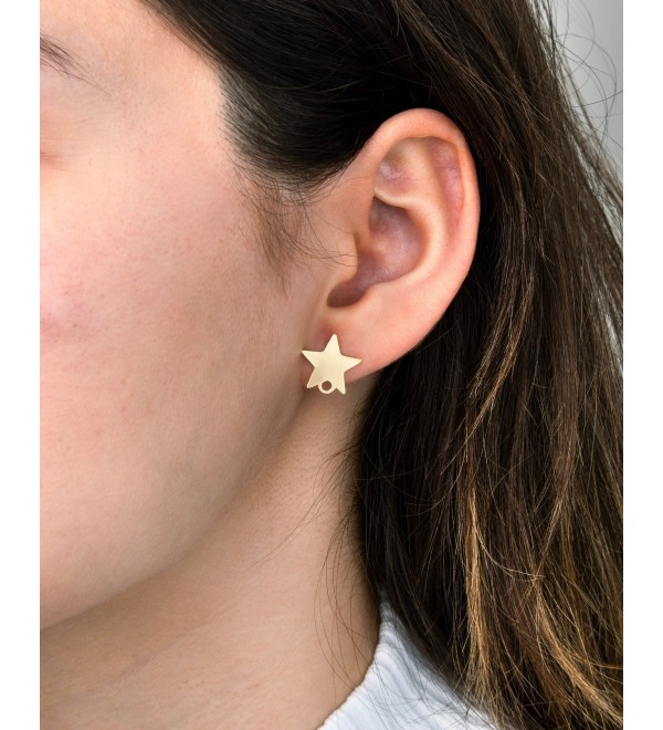 1 Pair Raw Brass Star Stud Earrings, Brass Stud Earrings, Brass Earring Post, Star Stud, Earring Posts, Brass Jewelry Supplies RW-1663