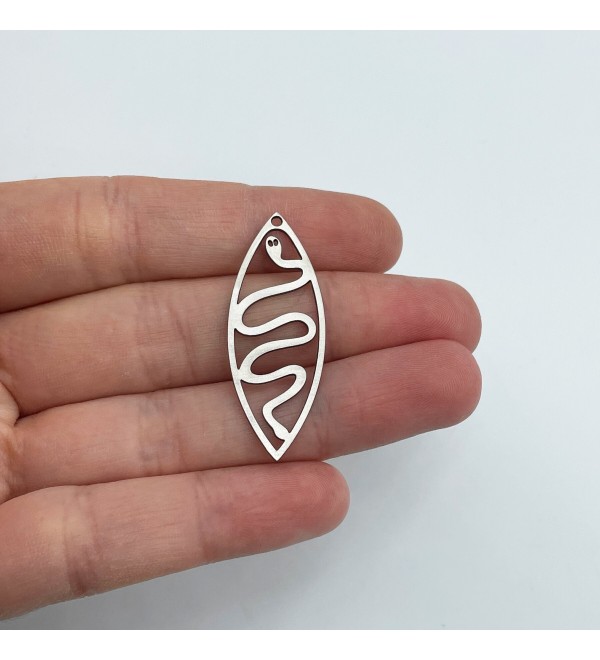 Stainless Steel Snake Charm, Oval Snake Charm, Steel Findings, Laser Cut Earring Charms, Jewelry Making Supplies 15x39x0.80mm STL-3789