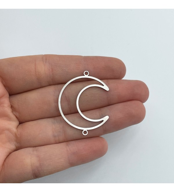 Stainless Steel Crescent Moon Charms, Steel Hollow Moon Connector, Steel Earring Charms, uv Resin Polymer Clay Earrings Charm STL-3793