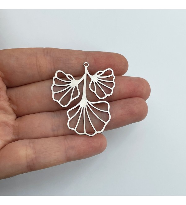 Stainless Steel Ginkgo Leaf Charm, Leaf Charm Pendant, Geometric Charms, Steel Earring Charms, Jewelry Components 35x41x0.80mm STL-3797