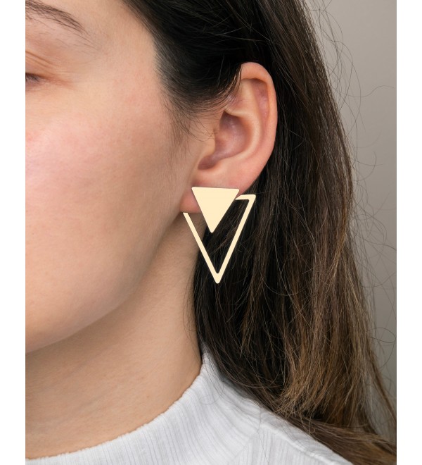 1 Pair Raw Brass Large Triangle Earrings, Triangle Stud Earrings, Raw Brass Stud Earrings, Laser Cut Earrings, Jewelry Findings RW-1702