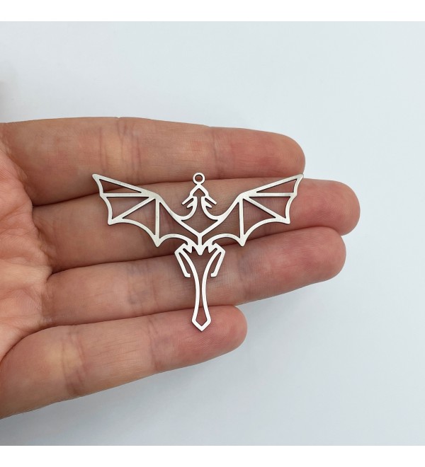 Stainless Steel Dragon Charm, Dragon Pendant, Origami Charms, Earring Charms, Jewelry Making Supplies Findings 38x50x0.80mm STL-3799