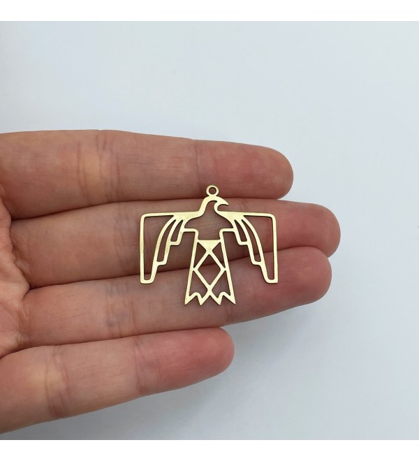 Raw Brass Eagle Charm, Brass Bird Charm, Brass Findings, Laser Cut Pendants, Jewelry Components, Earring Charms 29x31x0.80mm RW-1801