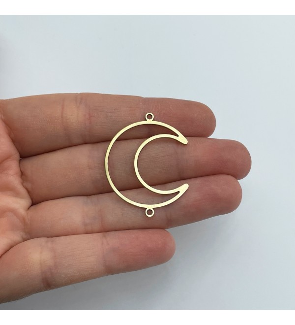 Raw Brass Crescent Moon Charms, Brass Hollow Moon Connector, Brass Earring Charms, uv Resin Polymer Clay Earrings Charm RW-1793