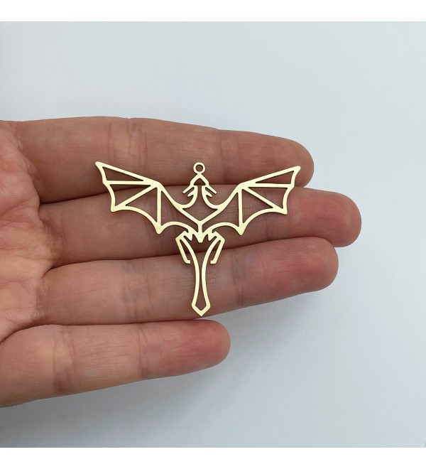 Raw Brass Dragon Charm, Dragon Pendant, Origami Charms, Brass Earring Charms, Jewelry Making Supplies Findings 38x50x0.80mm RW-1799