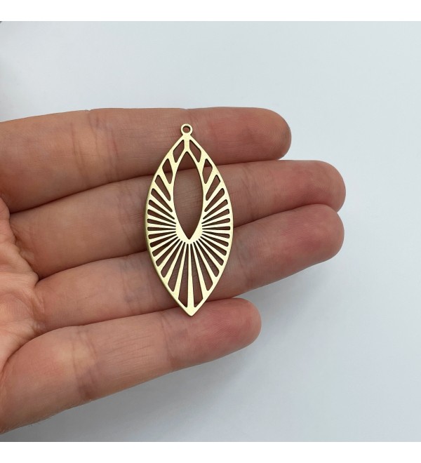 Raw Brass Marquise Charm, Brass Oval Earring Charms, Earring Pendant, Brass Jewelry, Laser Cut Jewelry Components 20x44x0.80mm RW-1804