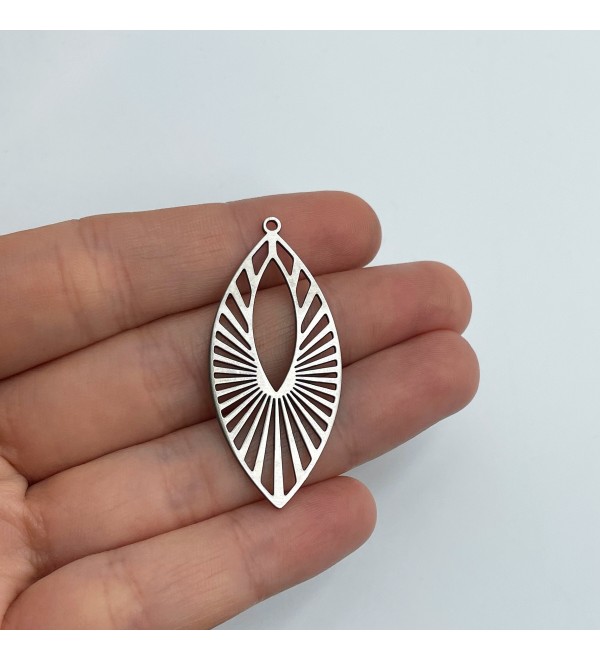 Stainless Steel Marquise Charm, Steel Oval Earring Charms, Earring Pendant, Laser Cut Jewelry Making Components 20x44x0.80mm STL-3804