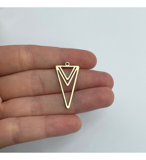 Raw Brass Triangle Connector, Geometric Earring Charm, Laser Cut Brass Earring Charms, Brass Jewelry Making Supplies RW-1803