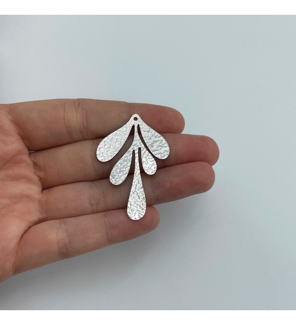 Hammered Stainless Steel Leaf Charm, Steel Earring Charms, Steel Jewelry Components, Laser Cut Stainless Steel Findings HS-1808