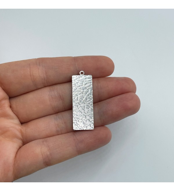 Stainless Steel Rectangle Charm, Hammered Steel Blank Bar Charm Pendant, Steel Jewelry Making Supplies, Laser Cut Charms HS-1807