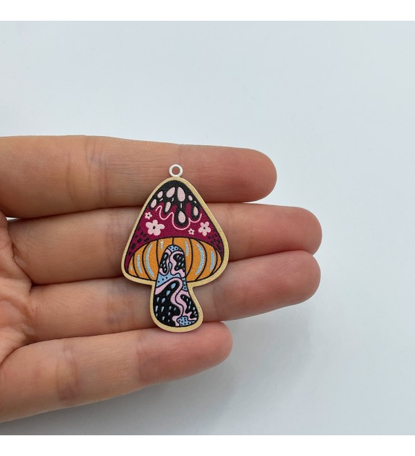 Mushroom Charm, Colored Stainless Steel Mushroom Charm, Mushroom Earrings, Fairy Mushroom Charm, Jewelry Making Supplies PTD-1046