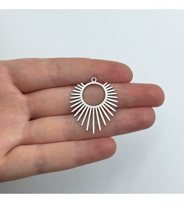 Stainless Steel Sun Charm, Steel Earring Connectors Charms, Sunshine Charm, Steel Round Charm, Laser Cut Jewelry Making Supplies STL-3851