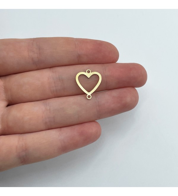 10pcs Raw Brass Heart Charm, Minimalist Brass Laser Earring Pendant, Brass Hardware, Earring Connectors, Jewelry Making Accessories RW-1866