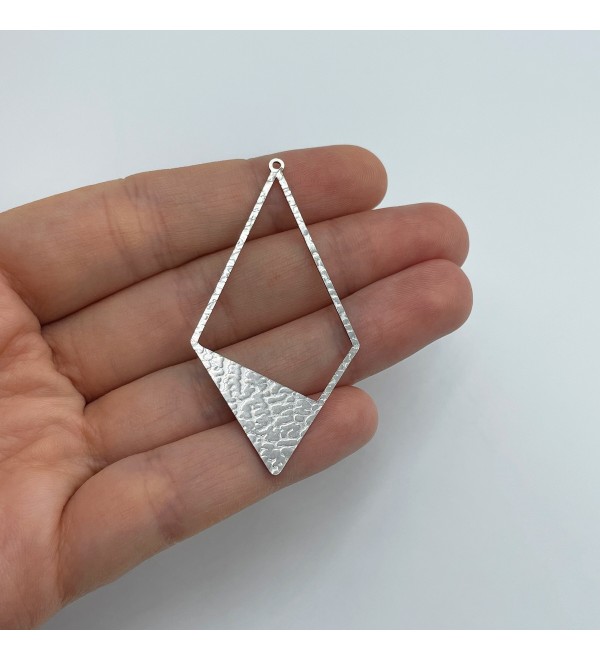 Stainless Steel Earring Charm, Hammered Steel Rhombus Charm, Geometric Earring Charm, Earring Components 29x58x0.80mm HS-1814