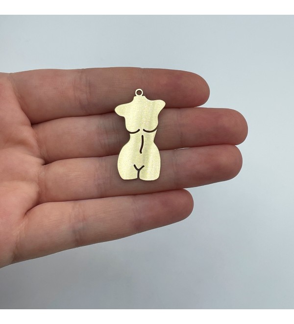 Raw Brass Female Body Charm, Female Figure Charm, Brass Charms for Jewelry Making, Laser Cut Charms, Earring Charms RW-1863