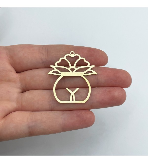 Raw Brass Body Figure Charm, Brass Earring Charms, Lotus Charm, Laser Cut Jewelry Making Supplies, Brass Pendants Findings RW-1850