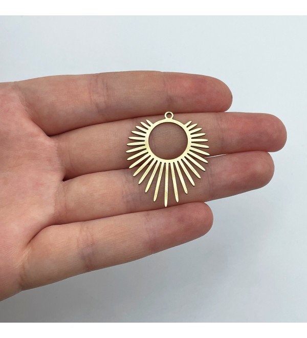 Raw Brass Sun Charm, Brass Earring Connectors Charms, Sunshine Charm, Brass Round Charm, Laser Cut Brass Jewelry Making Supplies RW-1851