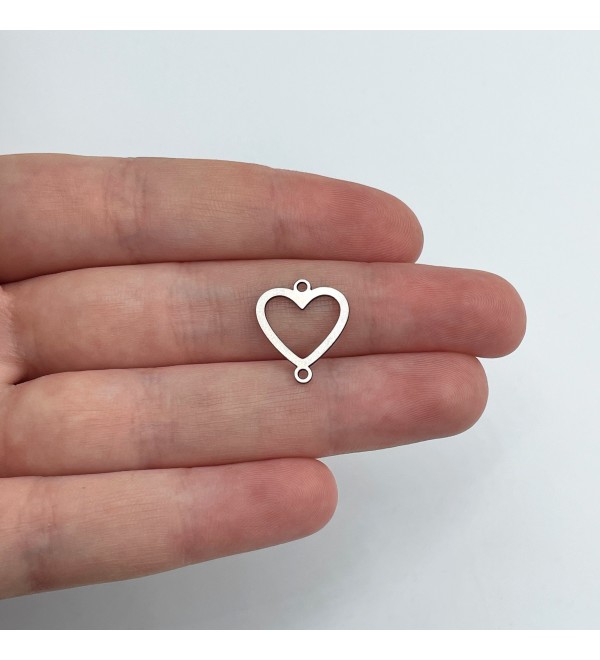 10pcs Stainless Steel Heart Charm, Minimalist Steel Laser Earring Pendant, Steel Earring Connectors, Jewelry Making Accessories STL-3866