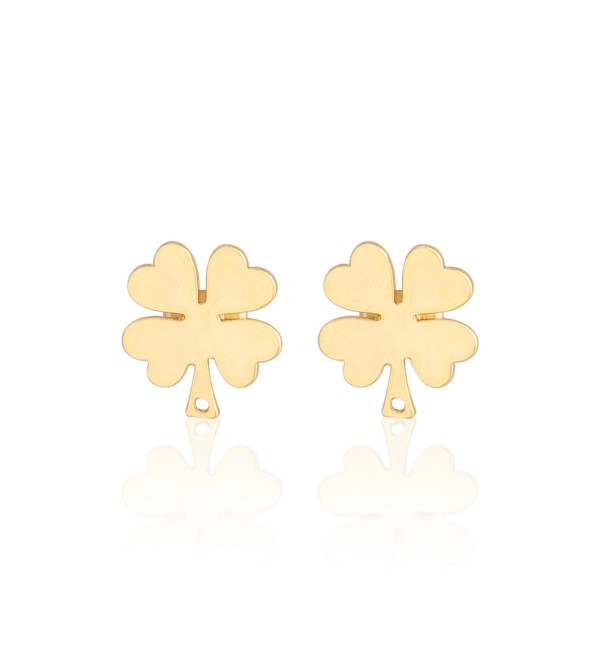 1 Pair Gold Plated Clover Stud Earrings, Four Leaf Clover Studs, Gold Flower Studs, Brass Stud Earrings, Jewelry Making Supplies GLD-1659