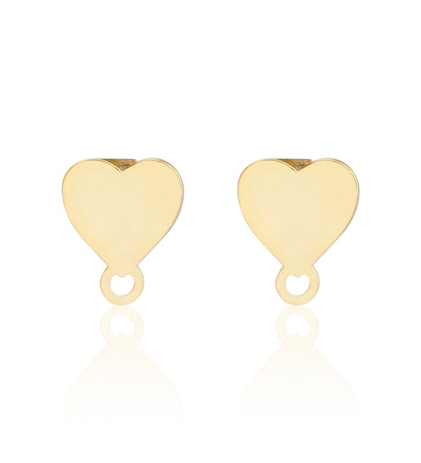 1 Pair Gold Plated Heart Earrings, Gold Heart Stud Earrings, Jewelry Supplies, Brass Stud Earrings, Earring Post, Jewelry Making Supplies GLD-1666