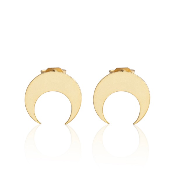 1 Pair Gold Plated Moon Stud Earrings, Gold Plated Brass Crescent Moon Studs, Earring Posts, Brass Earrings, Laser Cut Jewelry Supplies GLD-1676