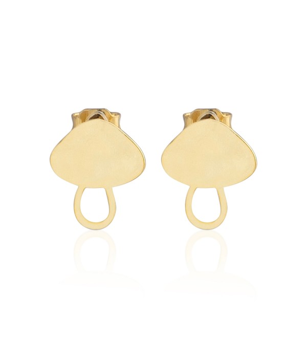 1 Pair Gold Plated Mushroom Earrings, Gold Stud Earrings, Brass Mushroom Stud Earring, Minimalist Earrings, Brass Jewelry Findings GLD-1648