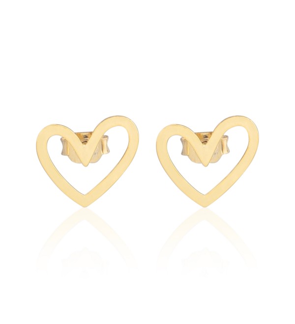 1 Pair Gold Plated Heart Earrings, Gold Heart Stud Earrings, Minimalist Earrings, Brass Stud Earrings, Laser Cut Earrings Brass Findings GLD-1653